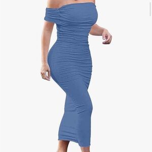 Off the shoulder blue dress